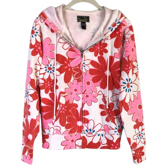 Lucky Brand | Tops | Lucky Brand Vintage Jacket Zip Up Hoodie Floral Flower  Power 7s Y2k Size L | Poshmark